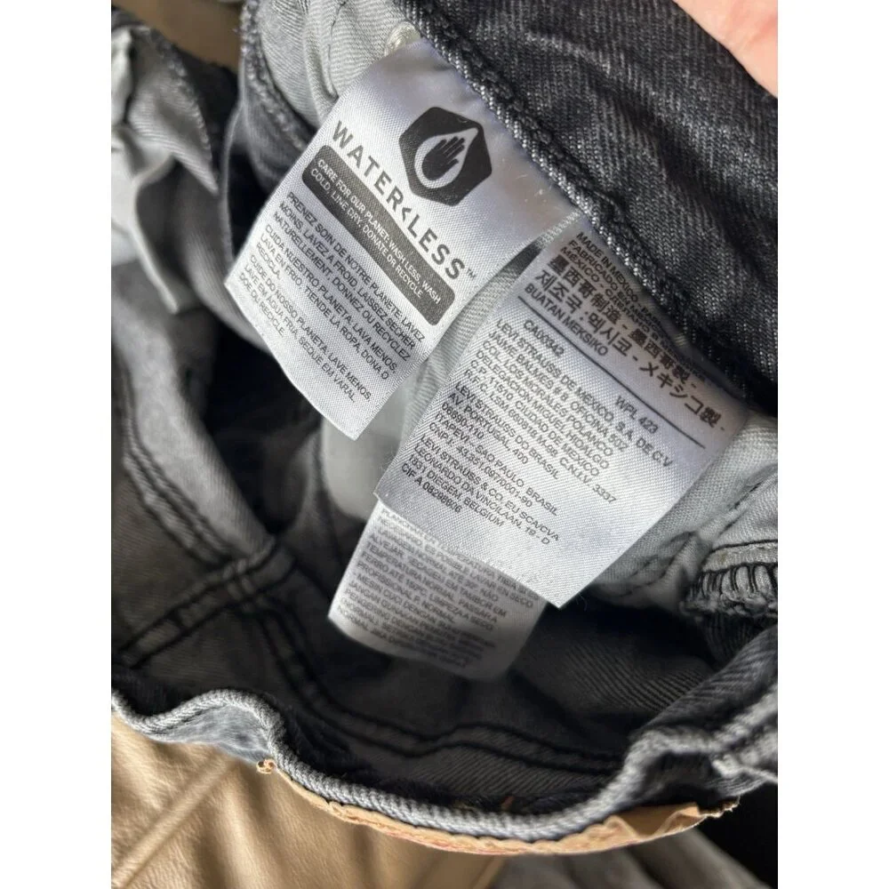 Levis 502 Jeans Mens 31 Taper Regular Fit Stretch Mid Rise Denim‎ Washed Black